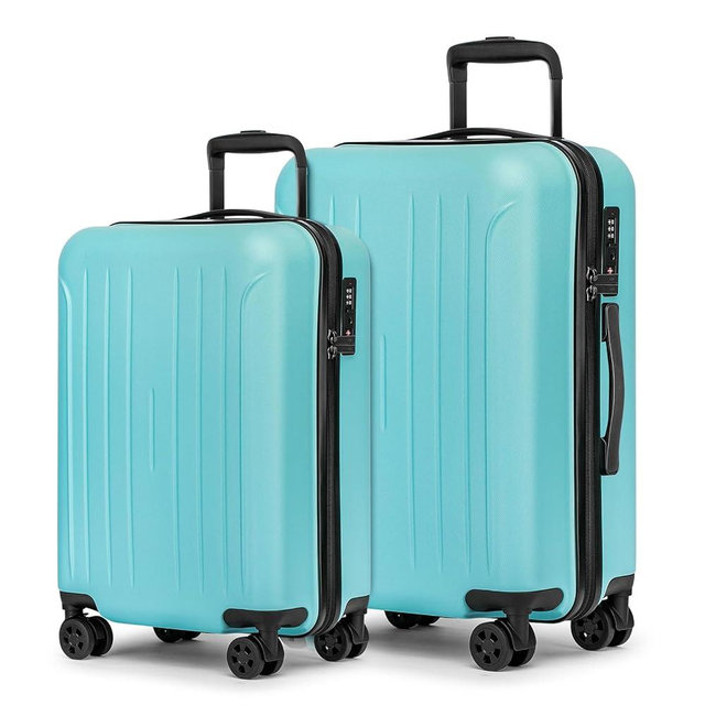 KYME Luggage Sets 2 Piece Hardshell 20"/24" Suitcase with Double Spinner Wheels Hardside Suitcases Sets with TSA Lock PC+ABS Travel Luggage (Mint Green, 2Pcs Set(20"/24"))