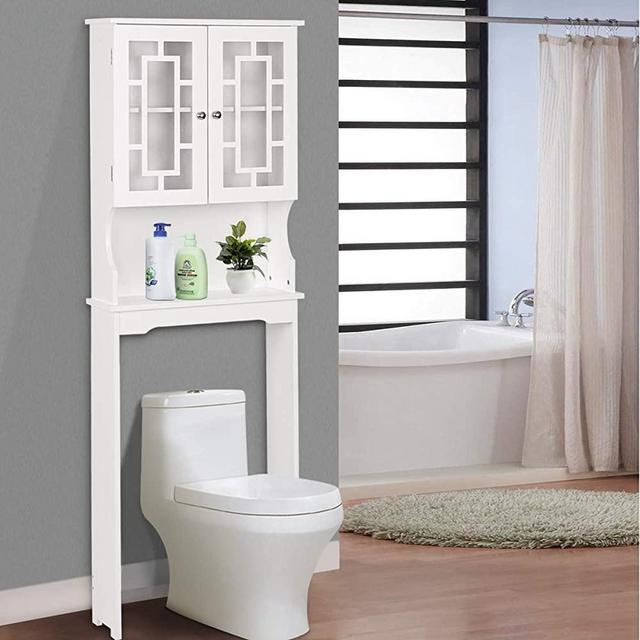 BestComfort Wooden Over The Toilet Cabinet Storage, Bathroom Organizer Over Toilet Storage, Above The Toilet Space Saver Cabinet (23.5"x 9"x 67")
