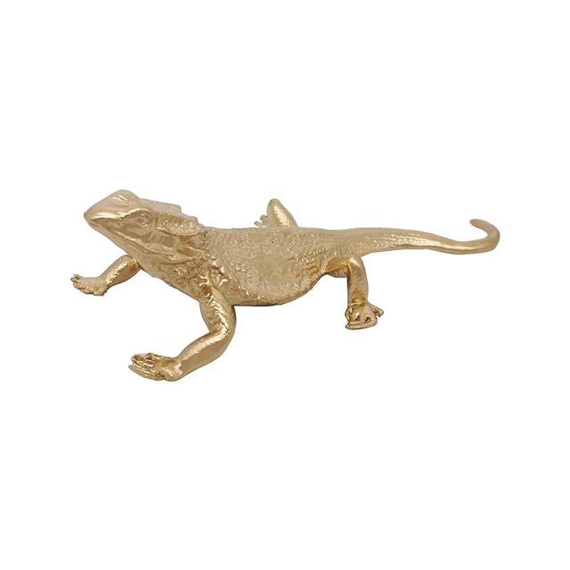 Tricune Gold Lizard Sculpture Solid Metal Ornament Mini Animal Figurine for Home Office Garden Desktop Decor (Lizard)