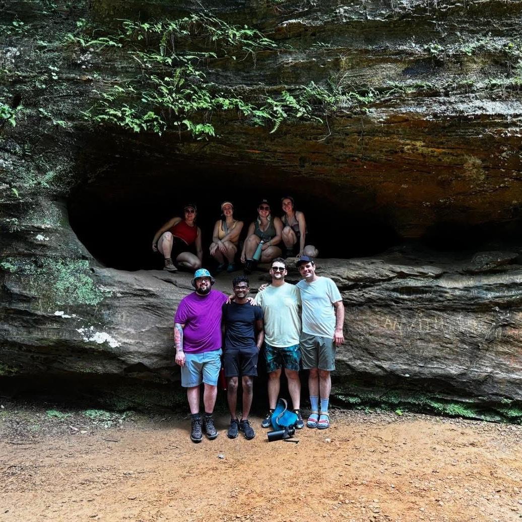 Hocking Hills, Ohio with some of our friends. The day after this photo was taken, Philip proposed!