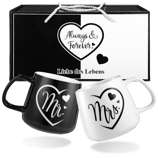 LIHAO Mr And Mrs Mugs Set of 2 Coffee Mugs, Couple Coffee Mugs for Wedding Gifts Engagement Gifts Anniversary Valentines Day His And Her Wedding Mugs Marriage Gifts