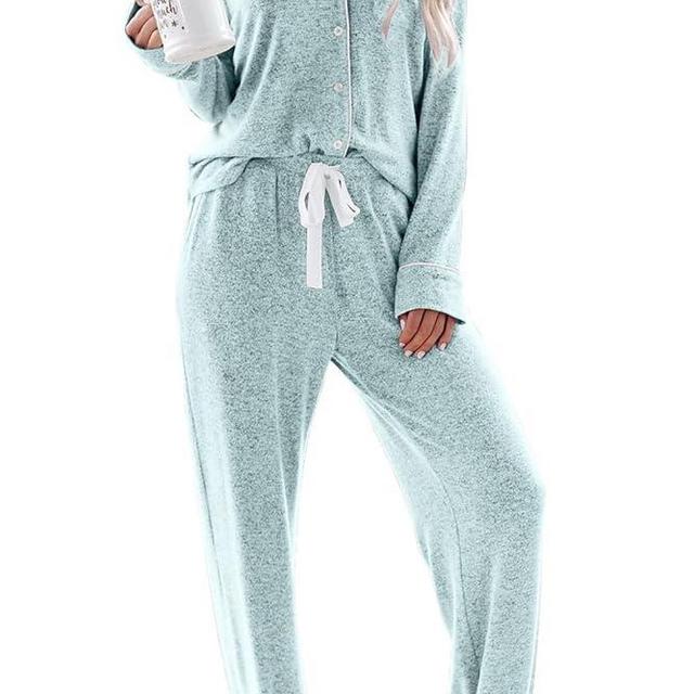 Aamikast Women's Pajama Sets Long Sleeve Button Down Sleepwear Nightwear Soft Pjs Lounge Sets