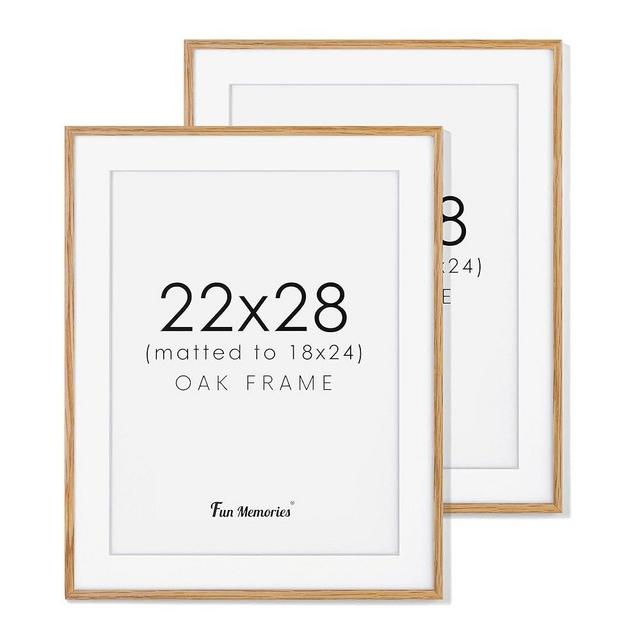 22x28 Wood Picture Frame, Large Poster Frame 22 x 28, 2 Pack Wood Frames 22x28 with Real Glass, 22x28 Frame with Mat for 18x24, Minimalist Wooden Frame Art Frame 22 by 28