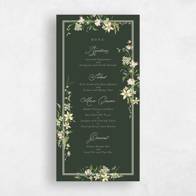 Deep Forest, Green Wedding Menu - Erica