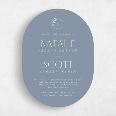 Blue Wedding Invitation - Positano Portrait