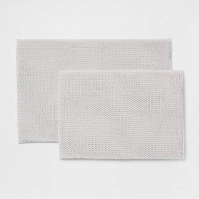 2pk Fuzzy Foam Bath Rug Gray - Threshold™
