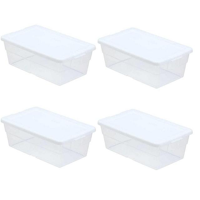  Sterilite Storage Box 13.5 X 8.3 X 4.8, 6 Qt. Clear - Pack  of 4 : Office Products