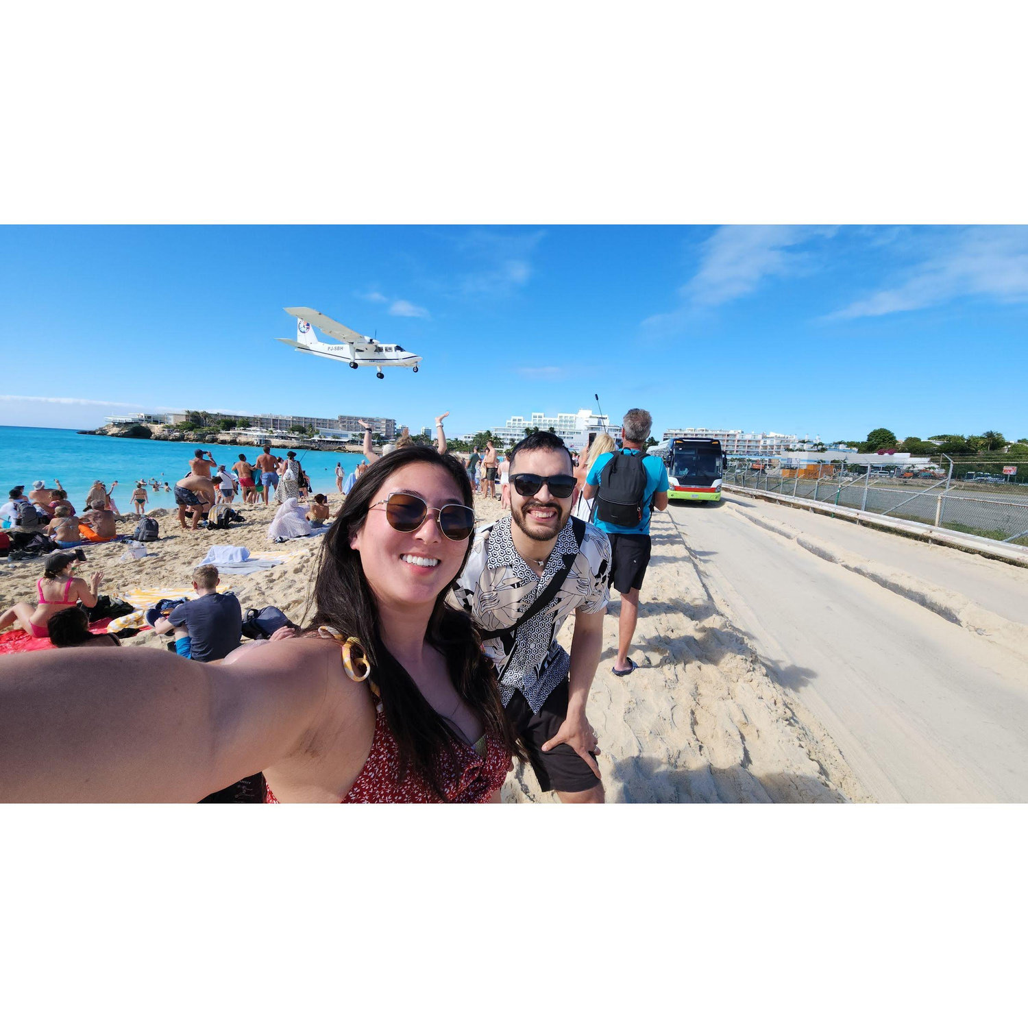 One of the cruise stops we took in January: Maho beach.