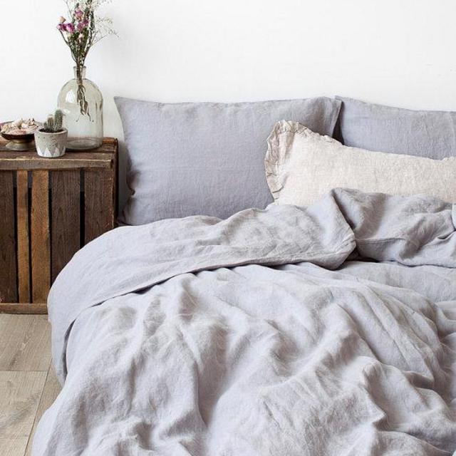 USA Light Grey Linen Bed Set