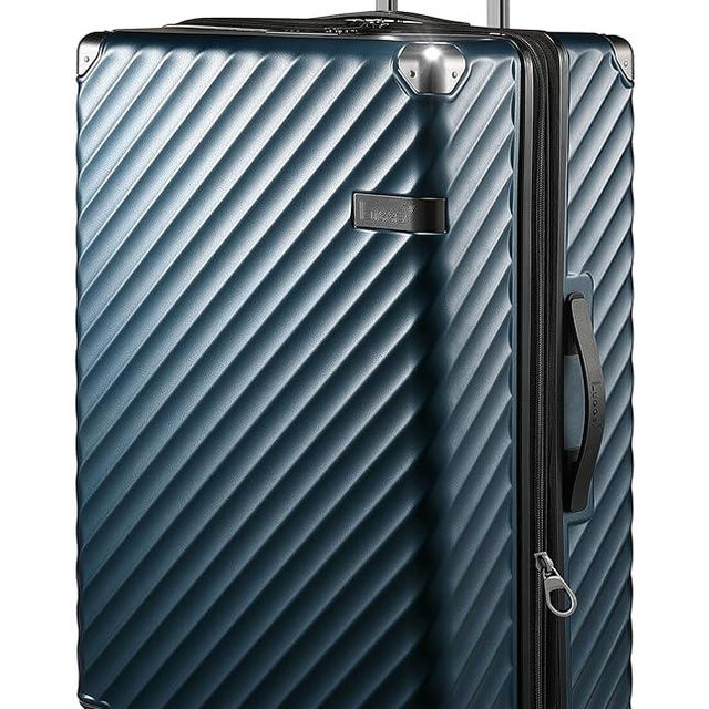 LUGGEX Luggage with Spinner Wheels - Polycarbonate Expandable Hard Shell Suitcase, Checked-Large 28-Inch, Navy