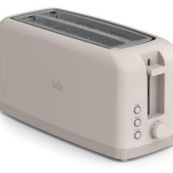 bella 4 Slice Slim Toaster, Fits-anywhere™ Kitchenware, 6 Setting Shade Control with Reheat & Cancel Buttons, Fits Sourdough, 10” Long Slot, Anti Jam & Auto Shutoff, 900 Watt, Oatmilk