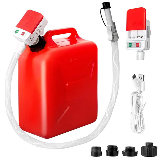 Automatic Fuel Transfer Pump with Auto-Stop, 51'' Extra Long Hose, 3.2 Gallon per Min, Battery or USB Powered, 4 Can Adapters, Fast and Safe Portable Gas Can Pump for Oil, Diesel,Gasoline.