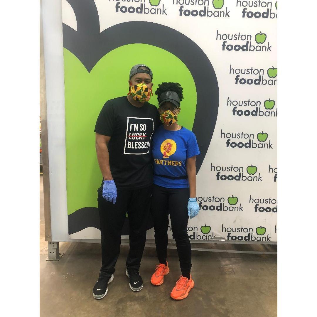Serving at the Food Bank together, May 2020