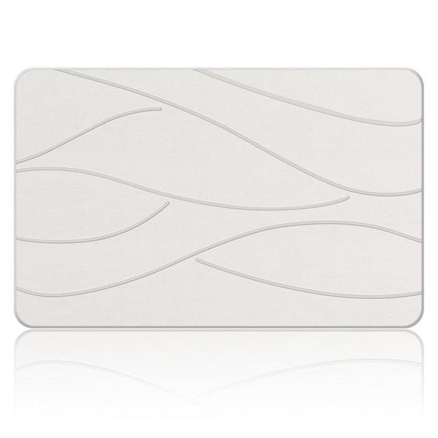 Veeloim Stone Bath Mat Diatomaceous Earth Shower Mat Non-Slip Super Absorbent Diatomite Stone Bath Mats for Bathroom Floor Quick Drying Natural Easy to Clean(23.6''×15.4" White)