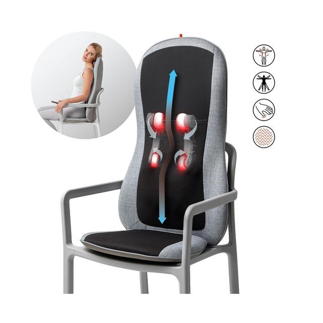 Sharper Image Smart-sense Shiatsu Realtouch Chair Pad, Soothing Heat, 4 Deep Kneading Gel Nodes, Pain Relief for Neck, Back, Shoulders, Lumbar, Pressure Points Body Scan