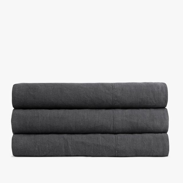 Linen Top Sheet in Coal (King)