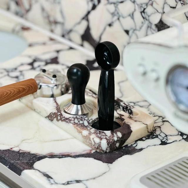 Artisanal Abode Coffee Press Pad Natural Marble Holder Espresso Coffee Machine Handle Organiser Plate Powder Hammer Storage Stand Tamper Mat Barista Tool Home Kitchen Coffee Shop Station (Baogeli)
