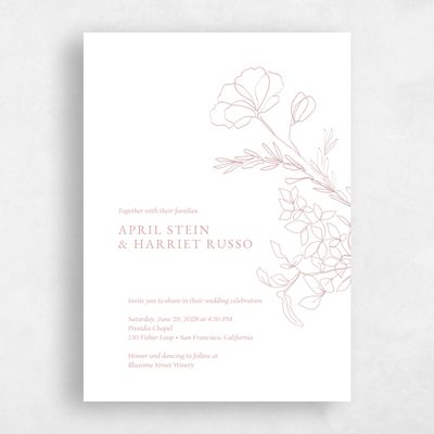 Dusty Rose, Pink Wedding Invitation - Essenza Bloom Letterpress