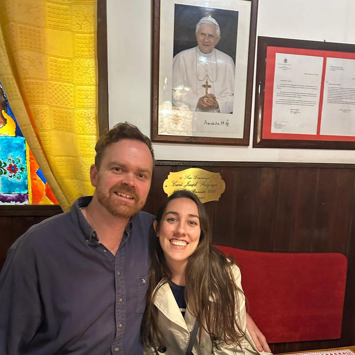 Eating dinner at Ratzinger's favorite Roman restaurant!