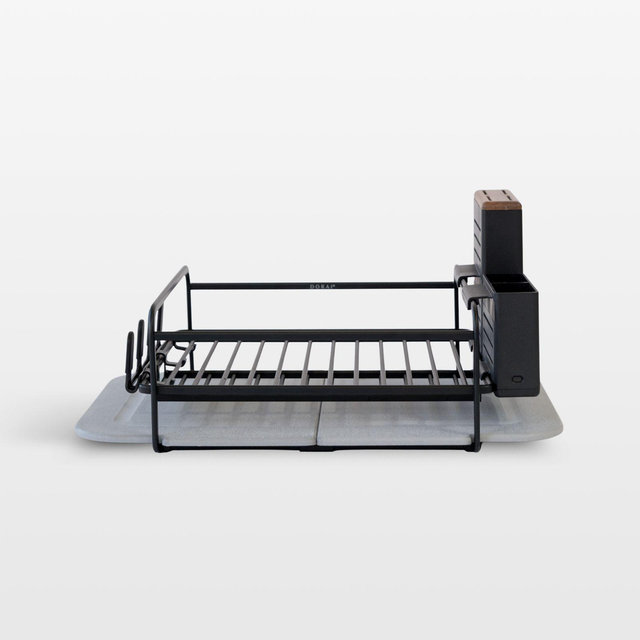 Dorai Home Dish Rack with Drying Stone in Basalt