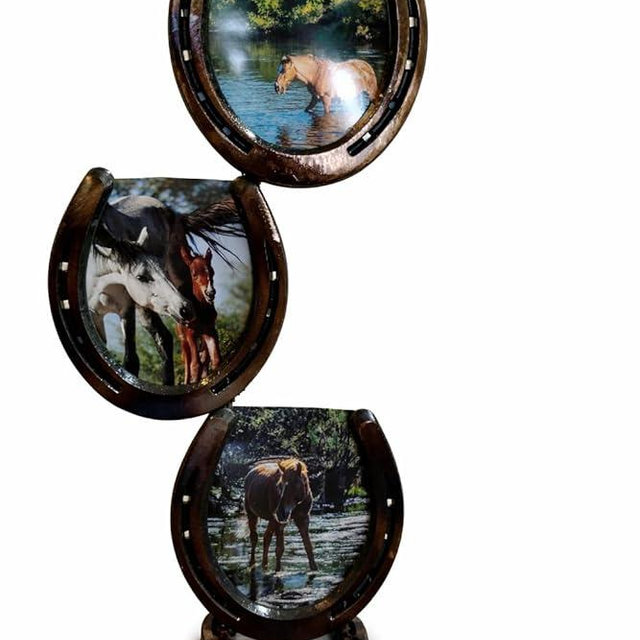 Horseshoe Picture Frame, Western Farmhouse Photo Holder, Handmade Cowboy Decor, Country Wedding Gift, Rustic Vertical Design
