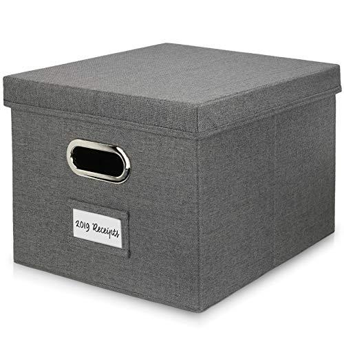 Beautiful File Organizer Box - Collapsible Linen Filing Box for Easy File Folder Storage - Organize Your Documents and Hanging Files in Style