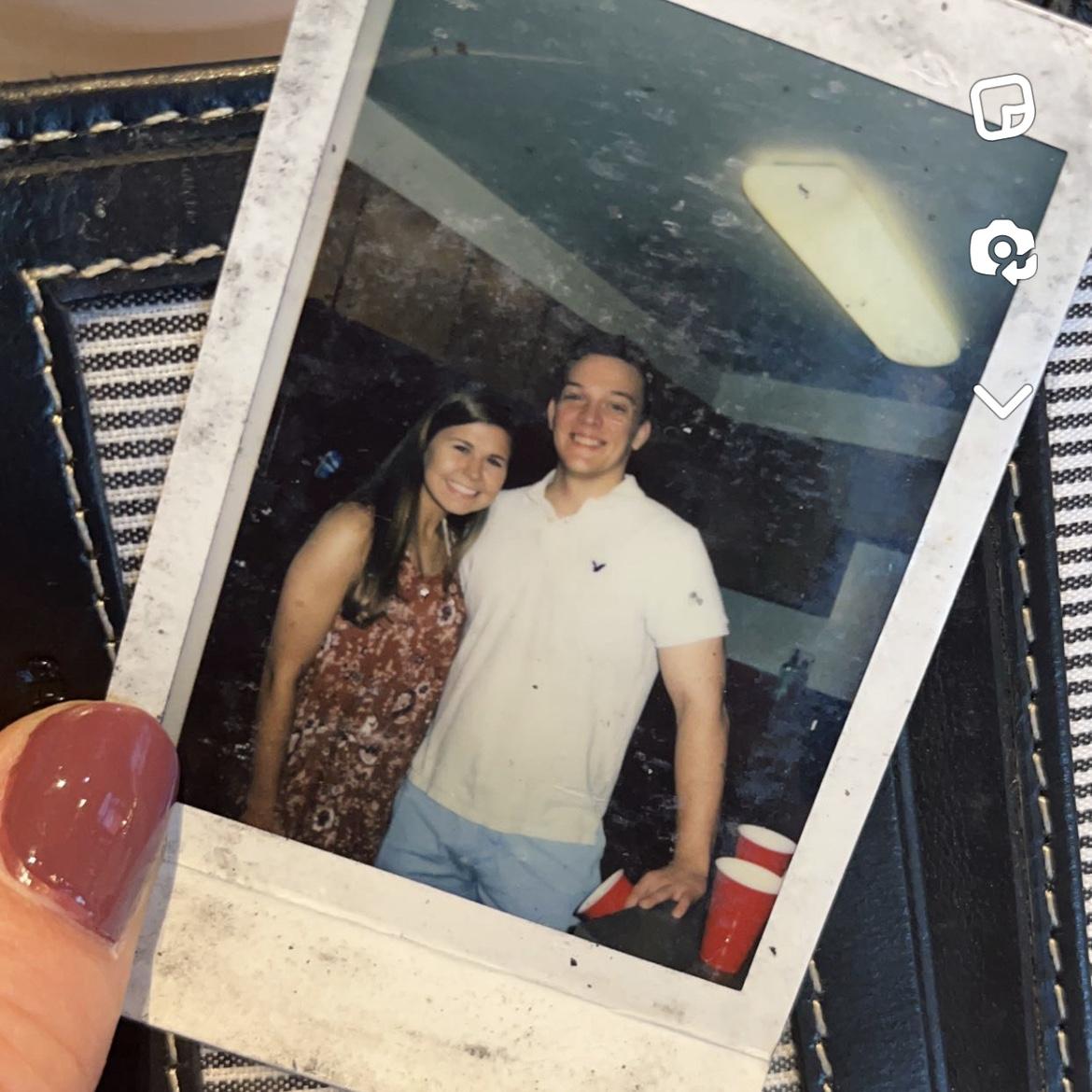 Our first photo together EVER - taken right when we started dating on a Polaroid camera. The photo has seen some wear and tear from being in Wade’s wallet all these years, but is such a special memory