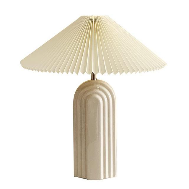 Living Room Table lamp Modern Table lamp with TC Fabric lampshade Bedroom Study lamp Retro Table lamp Ceramic lamp Bedside lamp (Cream Color)