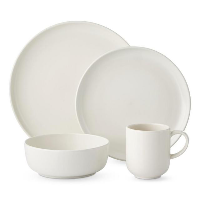 Terre 16-Piece Dinnerware Set with Cereal Bowl, Matte Flax