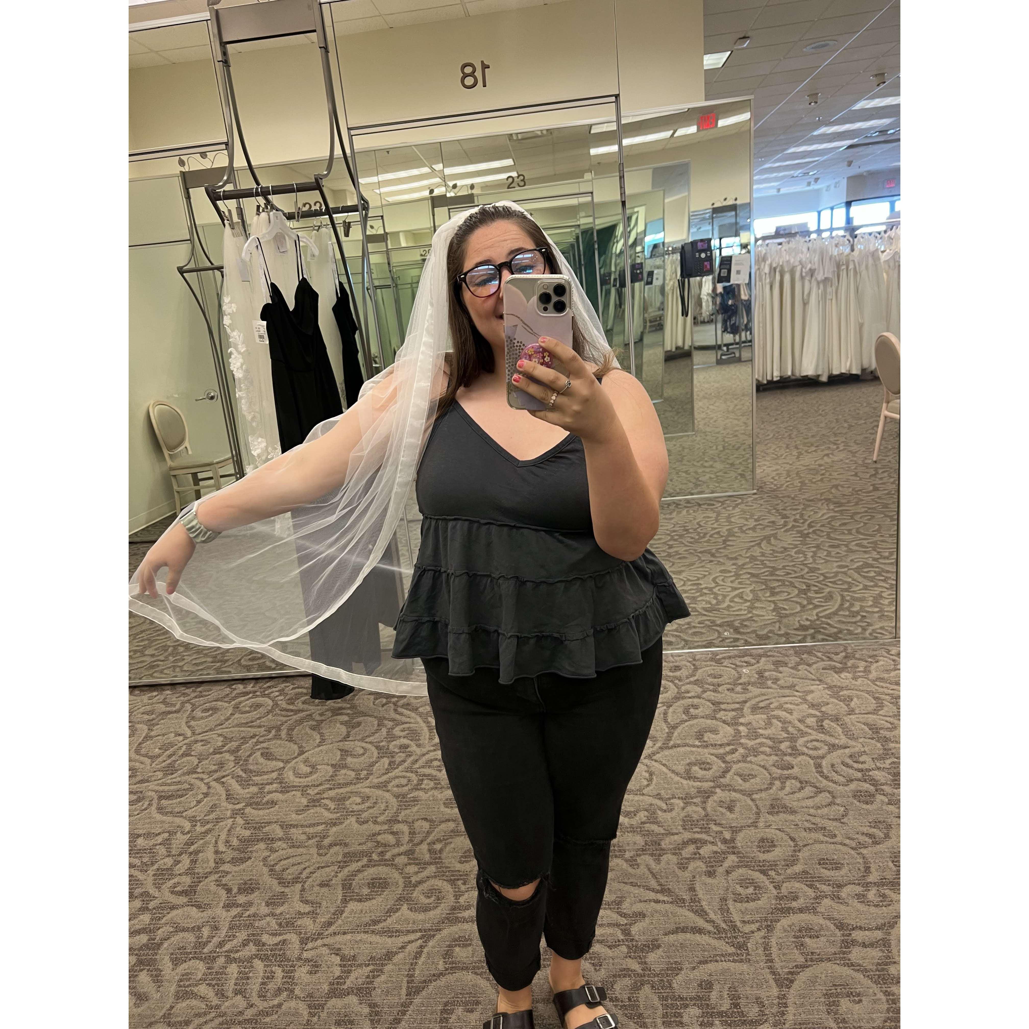 Trying on veils!