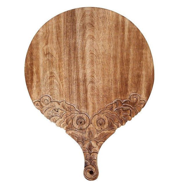 VERSAINSECT nd carved round Chopping & Serving Tray for kitchen, dining table and outdoor SIZE 17x12.5x0.95 inch