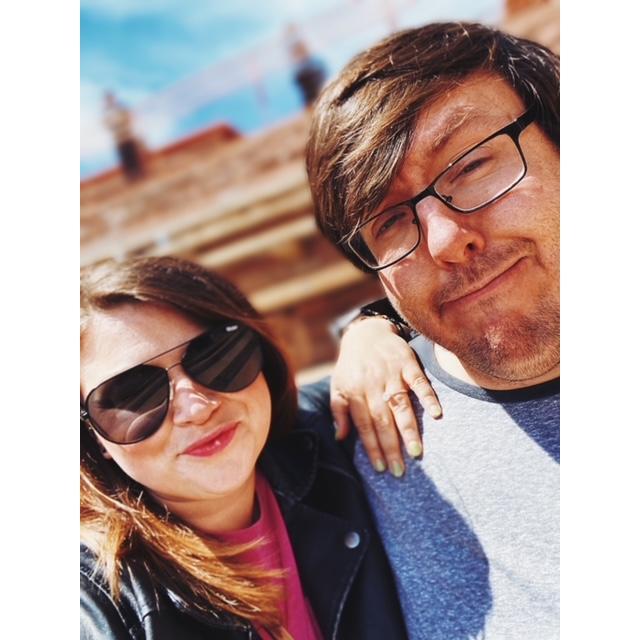 Visting Red Rocks after getting engaged, trying to show off dat ring.
