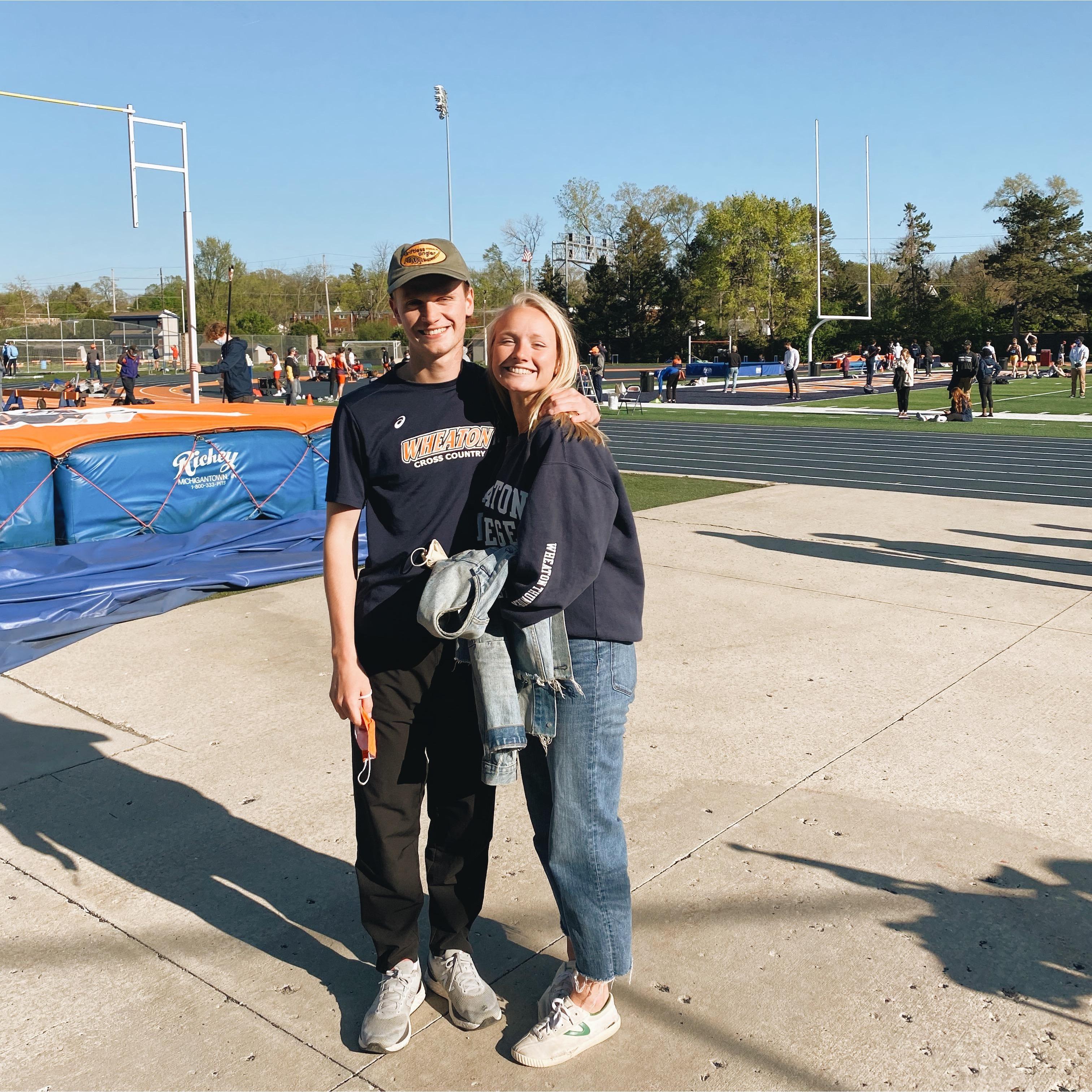 Cheering Ethan on at his Track meet! 
circa. April 2021
Wheaton College, IL