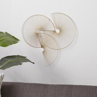 Golden Contemporary Abstract 3-Fan Wall Decor
