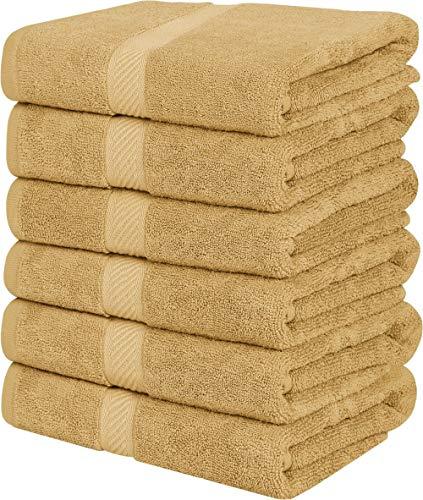 Utopia Towels Cotton Towels, Beige,24 x 48 Inches Towels for Pool, Spa, and Gym Lightweight and Highly Absorbent Quick Drying Towels, (Pack of 6)