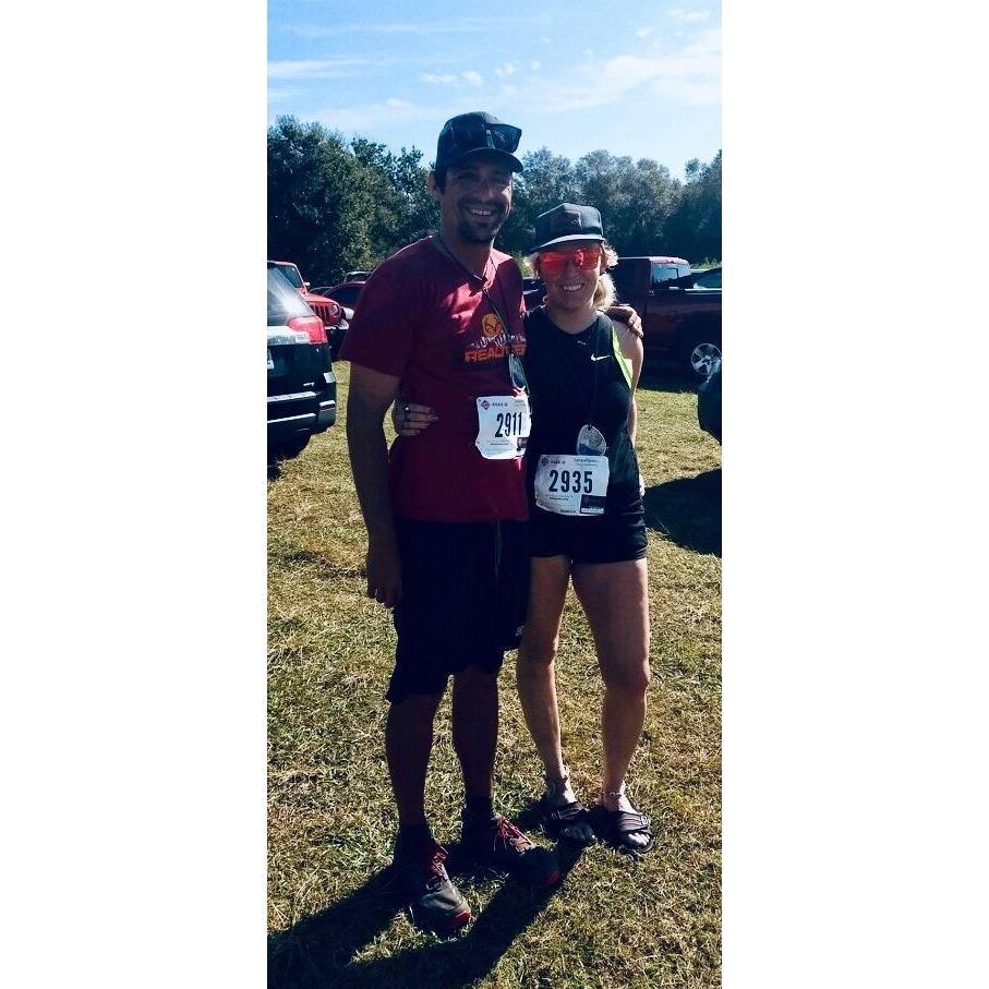 Our first half marathon together. (He beat me).