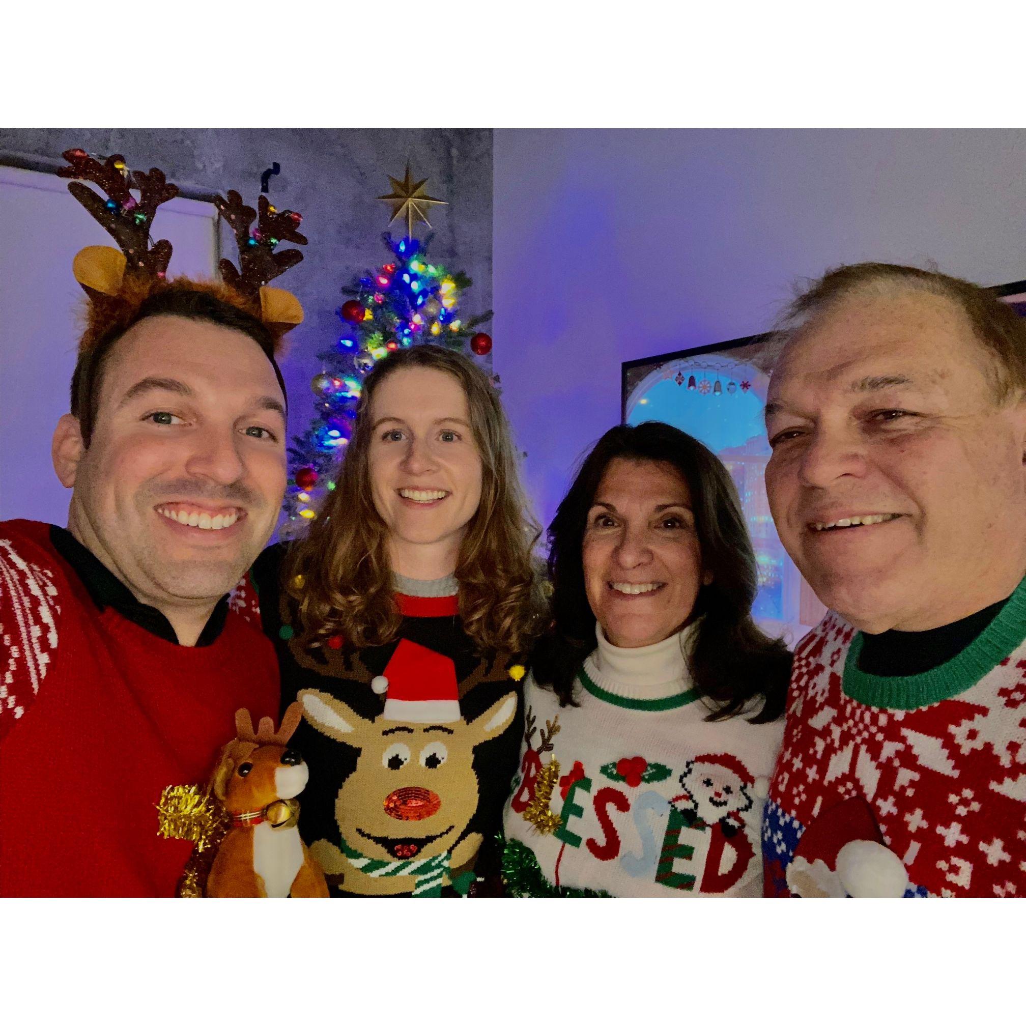 Perrine family ugly sweater Christmas tradition