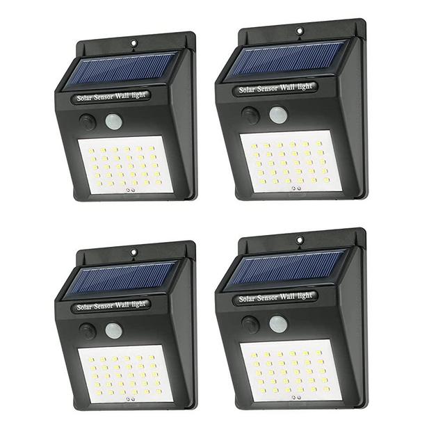 BMLCGJ Solar Lights Outdoor Solar Security Lights Solar Optically Controlled Sensor Lights Wireless IP 65 Waterproof Outdoor Lights for Garden Fence Patio Garage (30 LED 4 Pack)