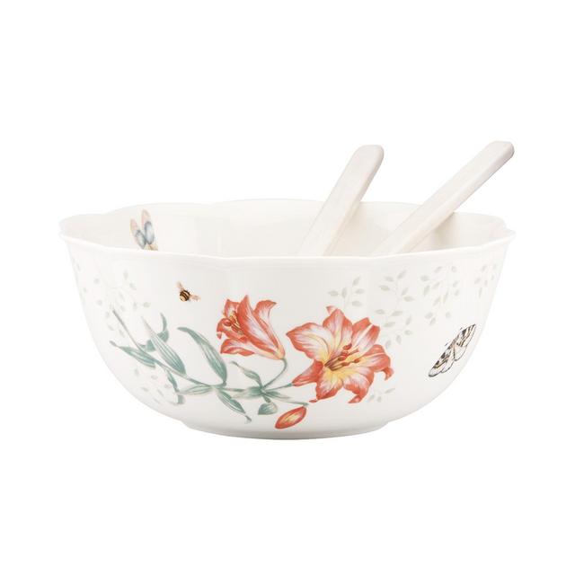 Lenox Butterfly Meadow Salad Bowl with Servers