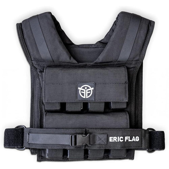 ERIC FLAG 40 lb Weighted Vest for Men & Women - Adjustable 0-40 lb with 16 Iron Weight, Heavy-Duty for Calisthenics, Running and Walking - Compact 1000D Oxford - Weighted Vest with Removable Weights