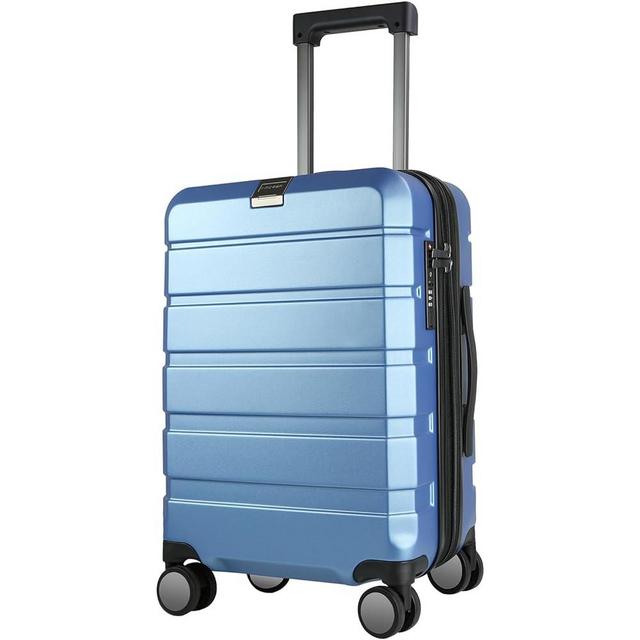KROSER Hardside Expandable Carry On Luggage with Spinner Wheels & Built-in TSA Lock, Durable Suitcase Rolling Luggage with USB Port, Carry-On 20-Inch, Light Blue