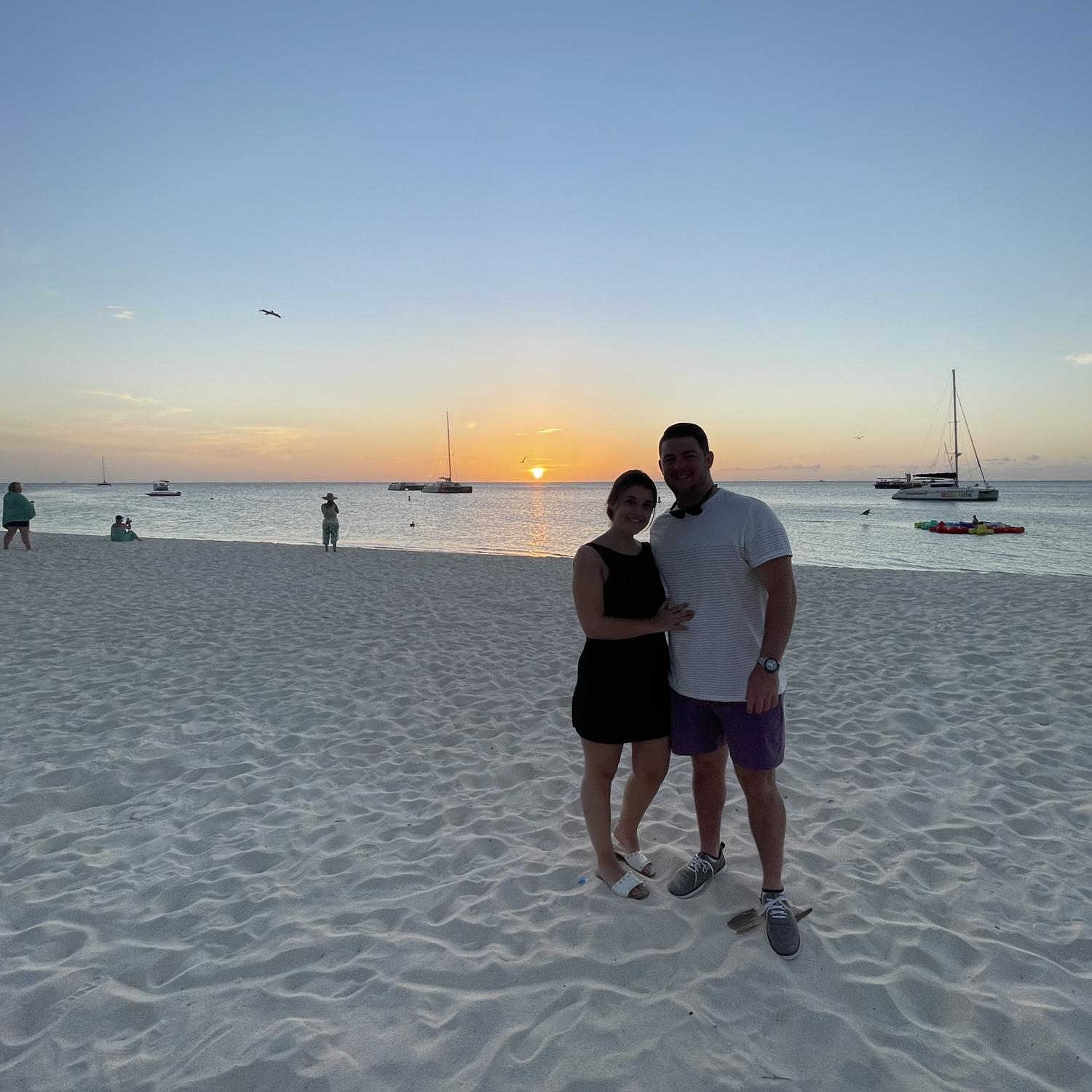 Celebrating our first anniversary together in Aruba.