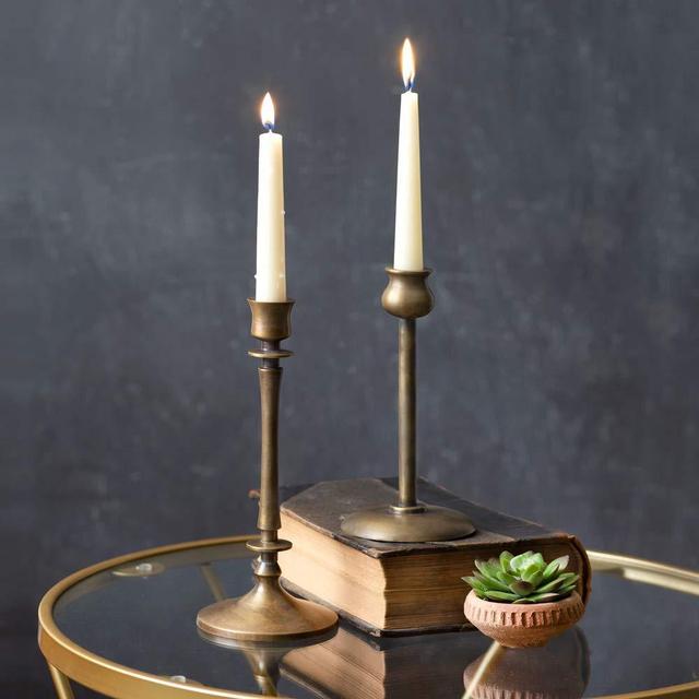 Set of 2 Brass Taper Candle Holders, Candlestick Holders, Centerpiece Table Decorative Vintage, Modern Candlelight Dinner Metal Candlestick Holders for Reception Candlelight Dinner Ornaments
