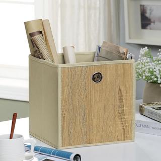 Faux Wood Panel Storage Bin, Set of 2
