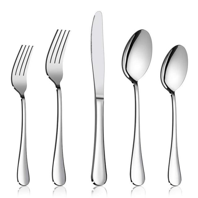 Silverware Set, 40-Piece Flatware Set, E-far Stainless Steel Eating Utensils Service for 8, Dinner Knives/Forks/Spoons, Simple & Classic Design, Mirror Polished & Dishwasher Safe