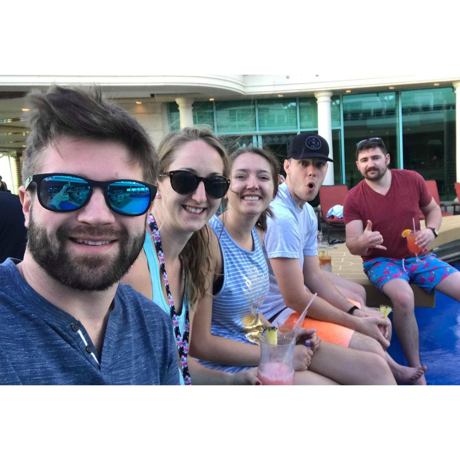 Cruise 2018. 
John (groomsman), Sara, Courtney, Jay, and Sean.
