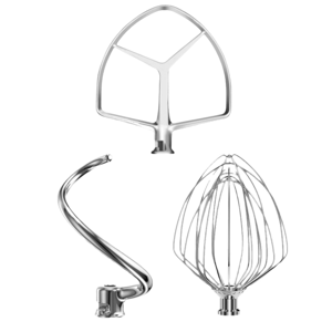 Stainless Steel Stand Mixer Attachment 3-Piece Set for KitchenAid 7QT Lift Bowl Mixer. Includes whisk, flat beater and dough hook for KitchenAid 7-quart mixer, Dishwasher Safe