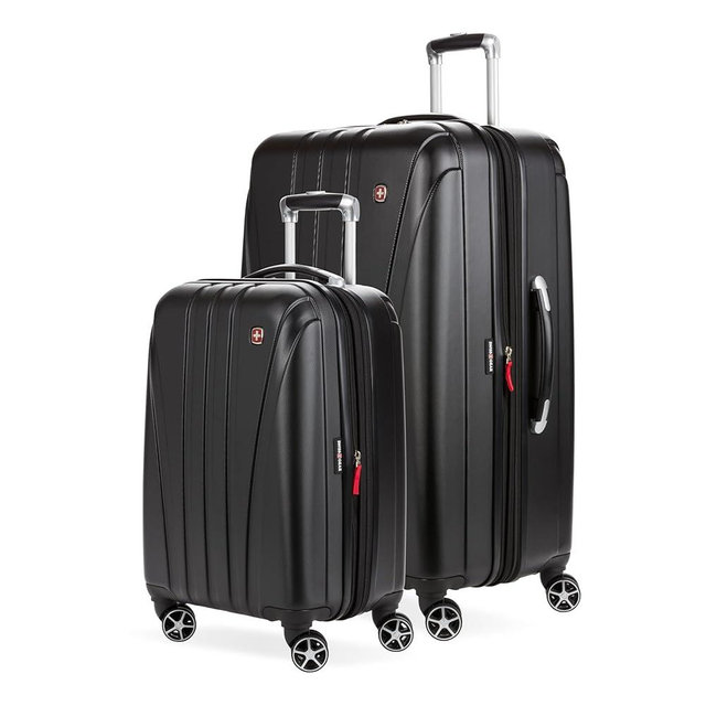 SwissGear 7585 Hardside Expandable Luggage with Spinner Wheels, Black, 2-Piece Set (19/27)