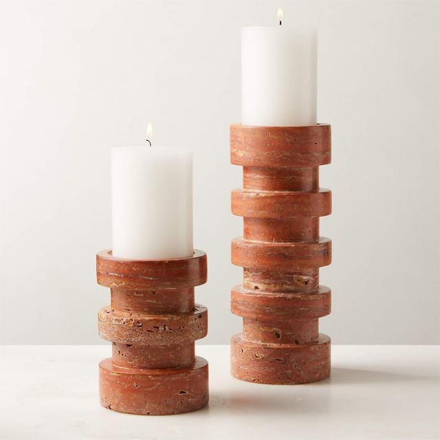 Dev Travertine Candle Holders