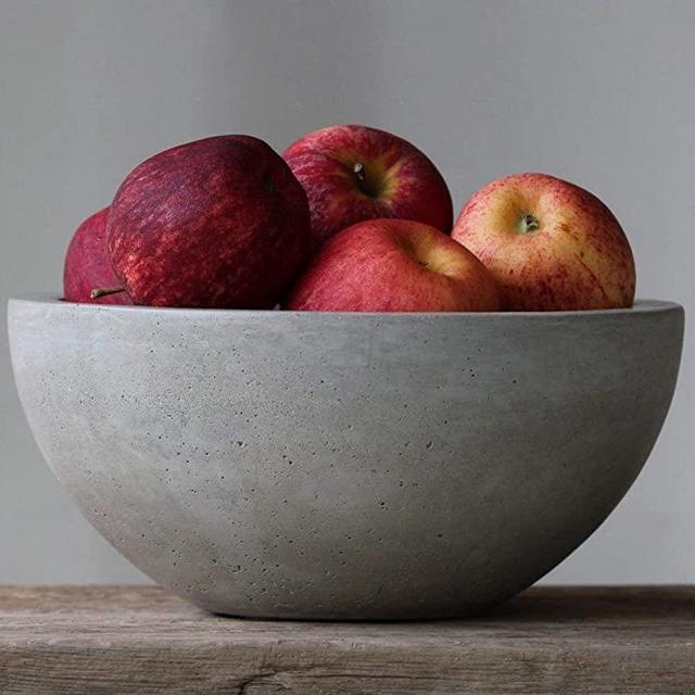 Large Concrete Fruit Bowl 10" Table Centerpiece Serving Bowl Handmade Cement, Kitchen and Dining Room Piece